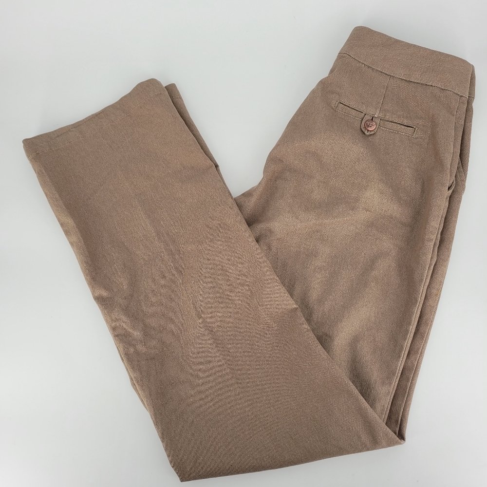 LEE Khaki Tan Flat Front Straight Chino Pants Women's Size 10L Long